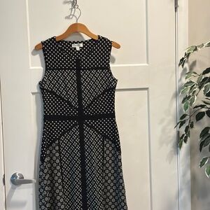 Dressbarn Black and White Sheath Midi Dress